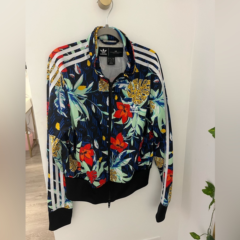 adidas woman floral zip up